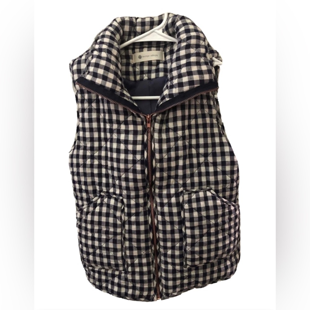 The Impeccable Pig blue and white gingham vest | Size Small